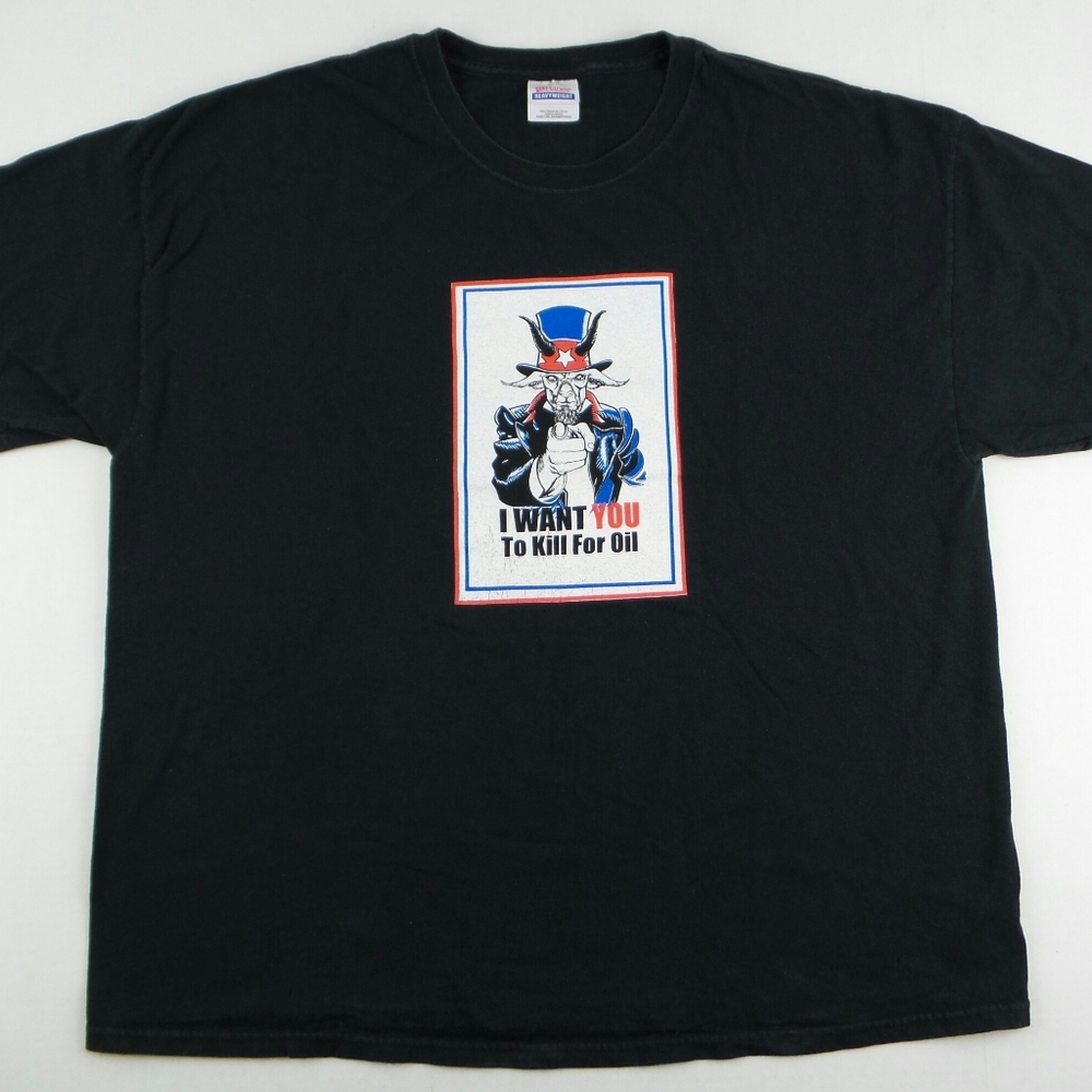 Vintage Hanes Evil Threads "I Want You To Kill For Oil " T-Shirt Size Men's 2XL